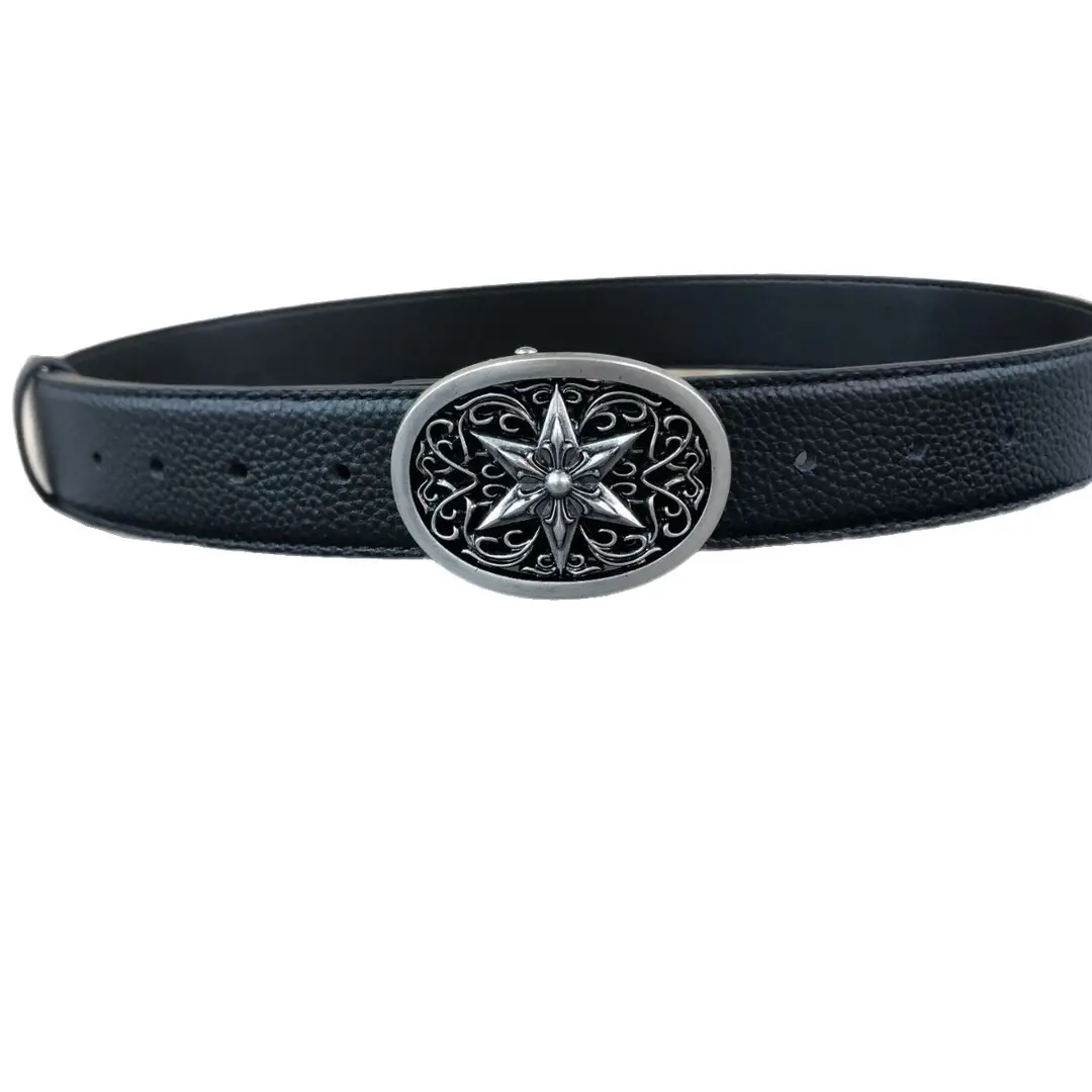 Celebrity Style First-Layer Cowhide Classic Six-Pointed Star Belt High-End Retro Leather Belt for Men Trendy Genuine Leather Youth 3.6 Waist Belt