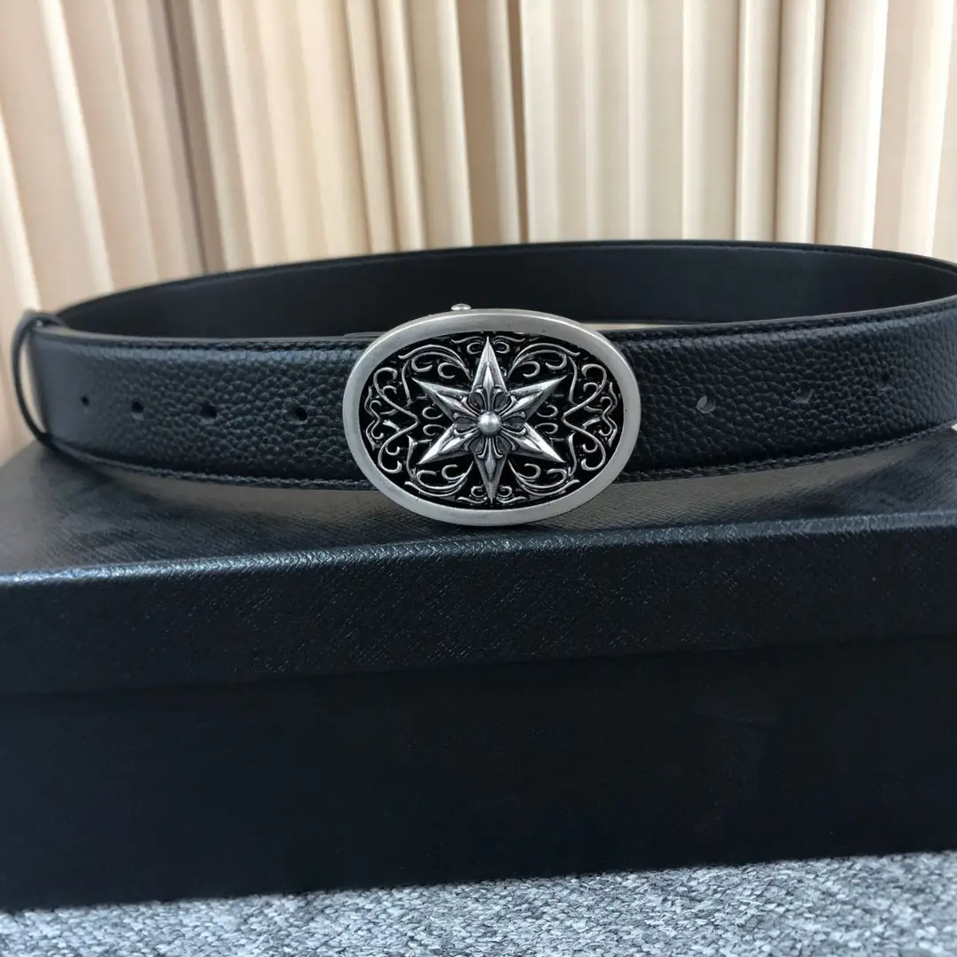 Celebrity Style First-Layer Cowhide Classic Six-Pointed Star Belt High-End Retro Leather Belt for Men Trendy Genuine Leather Youth 3.6 Waist Belt — feature 2