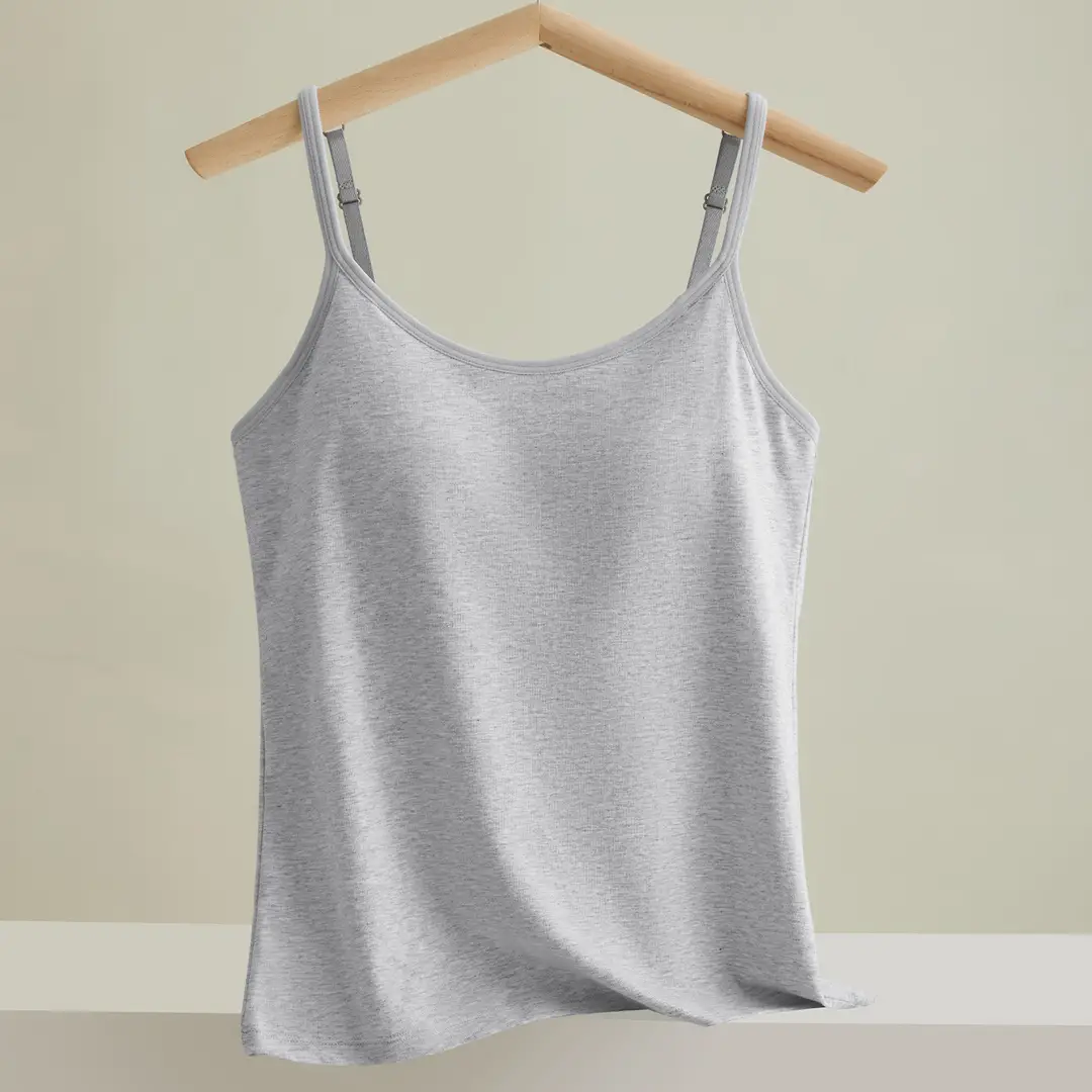 All-In-One Pure Cotton Camisole for Women with Built-In Chest Pads, Adjustable, Plus-Size, Anti-Exposure, Beautiful Back Design, Base Layer Top