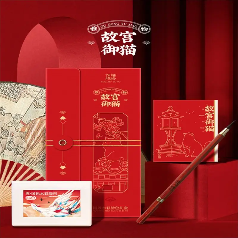 Feile Bird Watercolor Line Drawing Set: Elegant Pocket Art Supplies for Coloring Jiangshan Landscape Paintings, Plants, and the Forbidden City