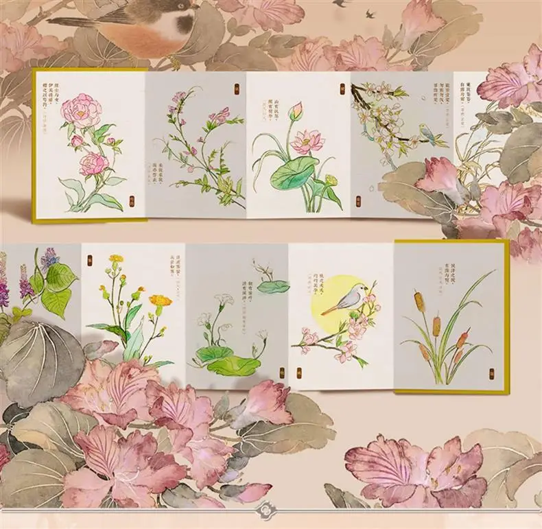 Feile Bird Watercolor Line Drawing Set: Elegant Pocket Art Supplies for Coloring Jiangshan Landscape Paintings, Plants, and the Forbidden City — feature 13