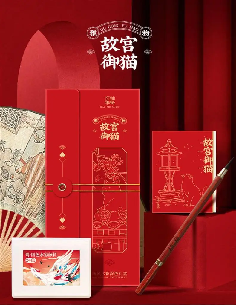 Feile Bird Watercolor Line Drawing Set: Elegant Pocket Art Supplies for Coloring Jiangshan Landscape Paintings, Plants, and the Forbidden City — feature 28