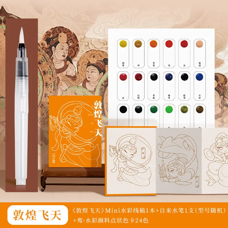 Feile Bird Watercolor Line Drawing Set: Elegant Pocket Art Supplies for Coloring Jiangshan Landscape Paintings, Plants, and the Forbidden City