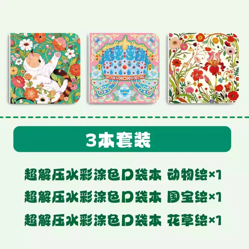 Feile Bird Watercolor Line Drawing Set: Elegant Pocket Art Supplies for Coloring Jiangshan Landscape Paintings, Plants, and the Forbidden City