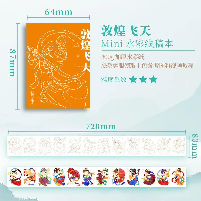 Feile Bird Watercolor Line Drawing Set: Elegant Pocket Art Supplies for Coloring Jiangshan Landscape Paintings, Plants, and the Forbidden City