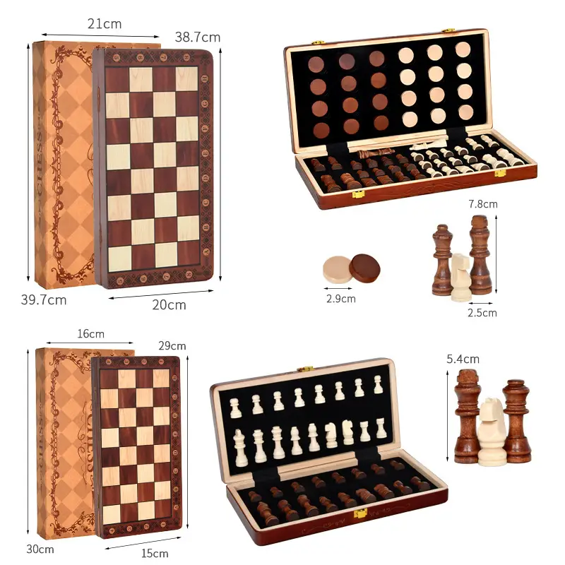 Factory Direct Sales Cross-Border Magnetic Portable Three-In-One Chess, Checkers, and Backgammon Educational Desktop Toys