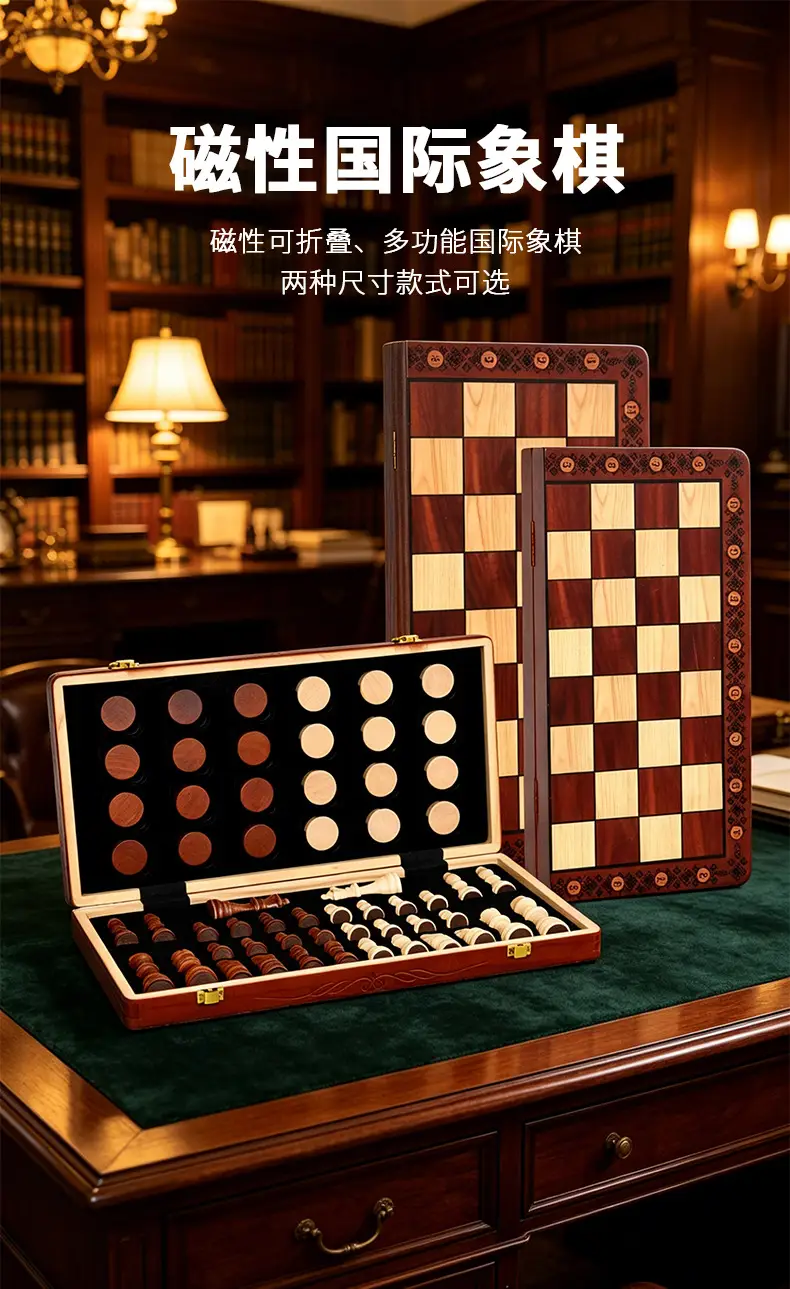 Factory Direct Sales Cross-Border Magnetic Portable Three-In-One Chess, Checkers, and Backgammon Educational Desktop Toys — feature 4
