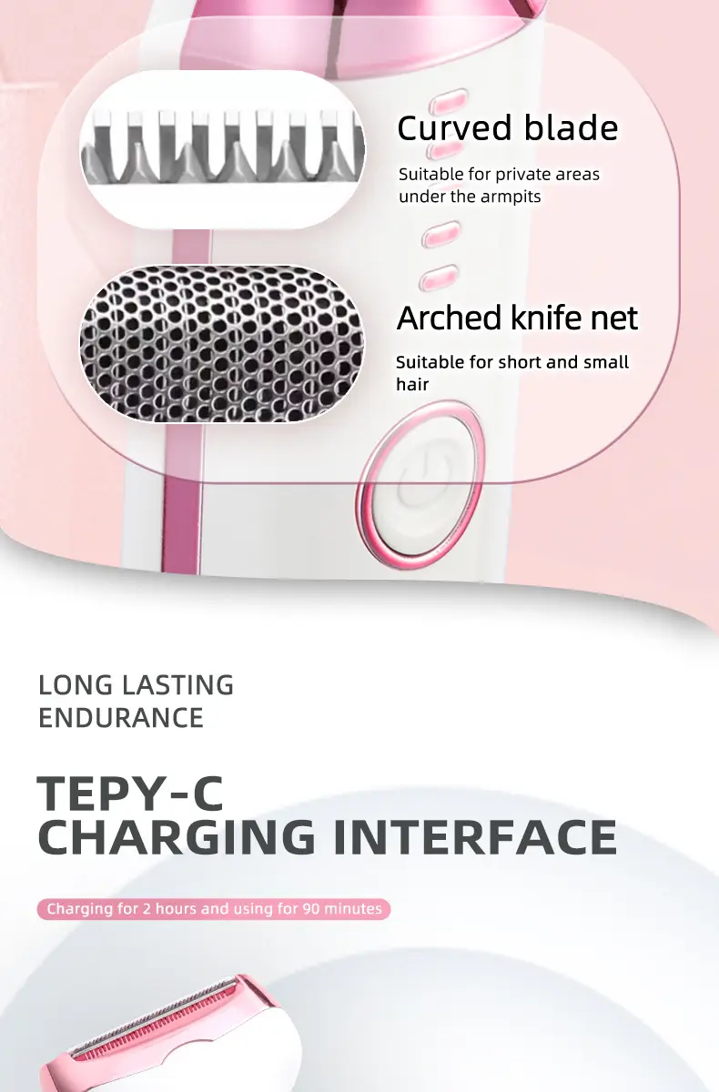 Five-In-One Hair Trimmer, Hair Removal, Body and Private Area Hair Removal, Private Clipper, Electric Shaver, Portable for Women — feature 5