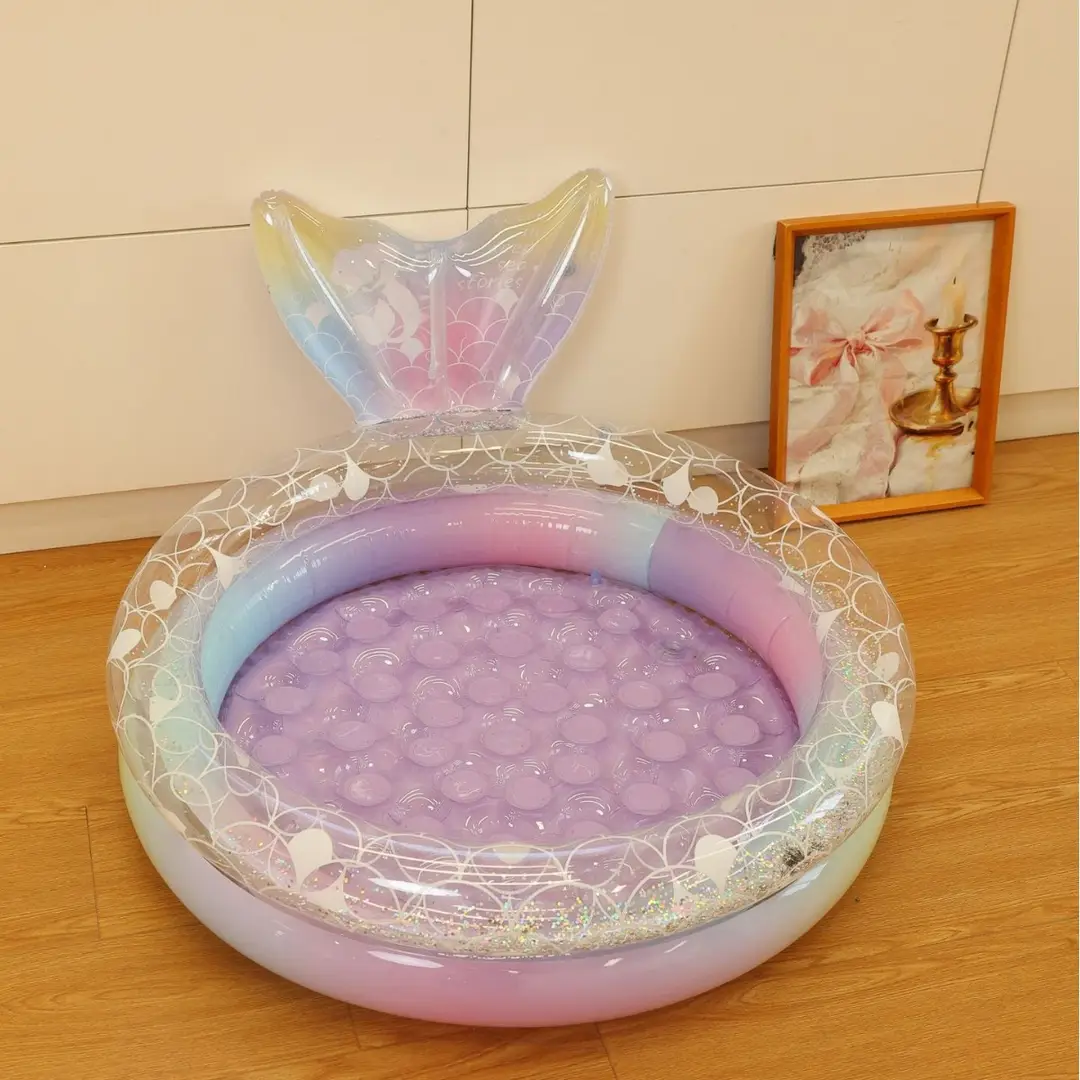 Dreamy Mermaid Pool, Inflatable Swimming Pool, Thickened Home-Use Summer Baby Round Ocean Ball Pool