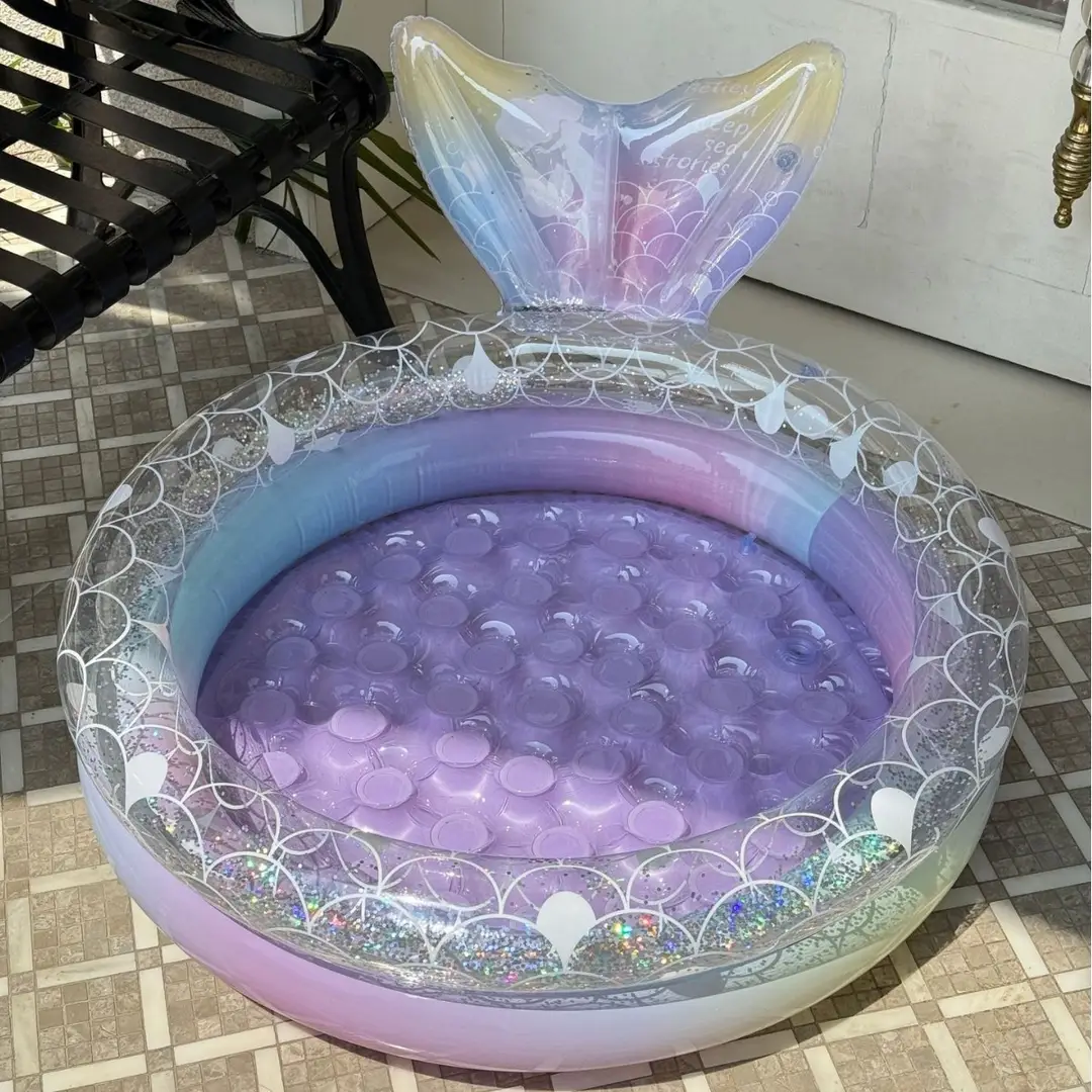 Dreamy Mermaid Pool, Inflatable Swimming Pool, Thickened Home-Use Summer Baby Round Ocean Ball Pool