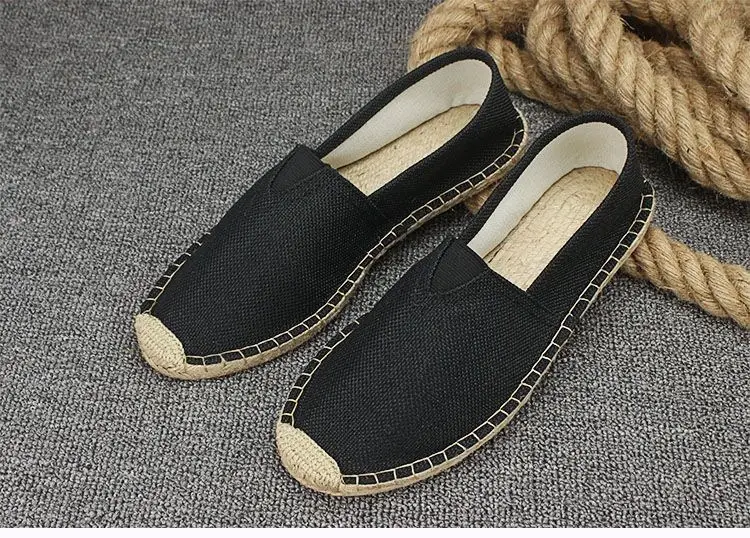 Summer Handmade Linen-Soled Straw Shoes for Men, Slip-On Lazy Fisherman Shoes, Casual Breathable Sweat-Absorbent Single Shoes, Canvas Shoes — feature 10
