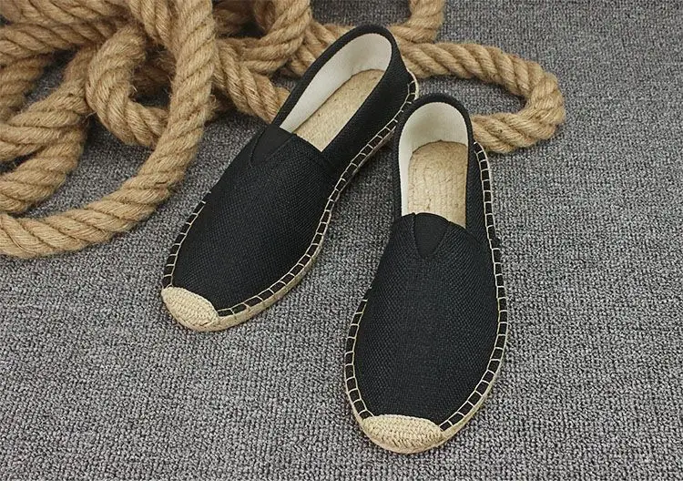 Summer Handmade Linen-Soled Straw Shoes for Men, Slip-On Lazy Fisherman Shoes, Casual Breathable Sweat-Absorbent Single Shoes, Canvas Shoes — feature 11