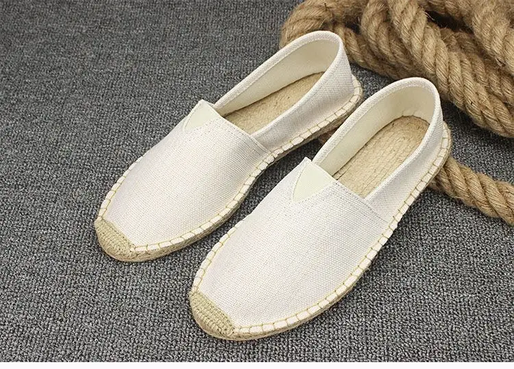 Summer Handmade Linen-Soled Straw Shoes for Men, Slip-On Lazy Fisherman Shoes, Casual Breathable Sweat-Absorbent Single Shoes, Canvas Shoes — feature 12