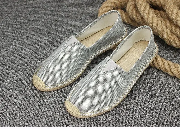 Summer Handmade Linen-Soled Straw Shoes for Men, Slip-On Lazy Fisherman Shoes, Casual Breathable Sweat-Absorbent Single Shoes, Canvas Shoes — feature 14