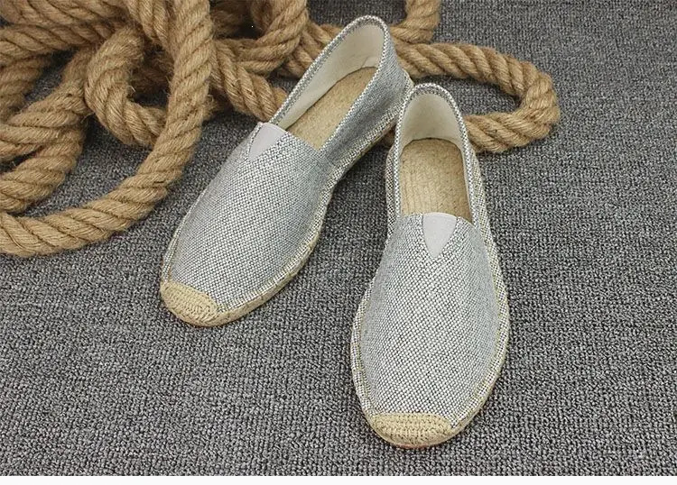 Summer Handmade Linen-Soled Straw Shoes for Men, Slip-On Lazy Fisherman Shoes, Casual Breathable Sweat-Absorbent Single Shoes, Canvas Shoes — feature 15