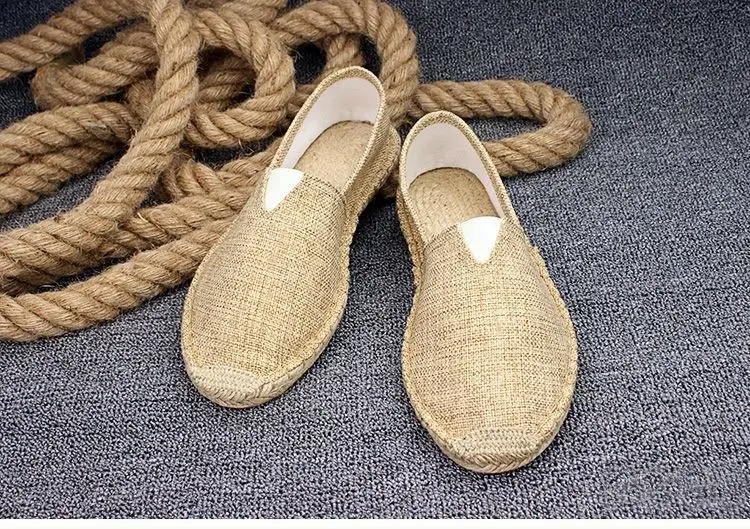 Summer Handmade Linen-Soled Straw Shoes for Men, Slip-On Lazy Fisherman Shoes, Casual Breathable Sweat-Absorbent Single Shoes, Canvas Shoes — feature 17