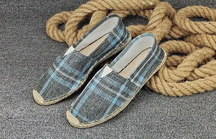 Summer Handmade Linen-Soled Straw Shoes for Men, Slip-On Lazy Fisherman Shoes, Casual Breathable Sweat-Absorbent Single Shoes, Canvas Shoes — feature 20