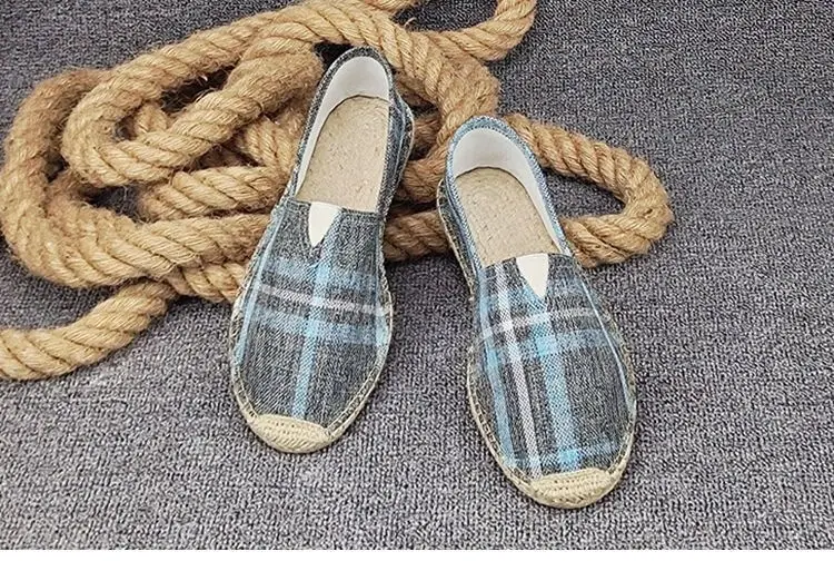 Summer Handmade Linen-Soled Straw Shoes for Men, Slip-On Lazy Fisherman Shoes, Casual Breathable Sweat-Absorbent Single Shoes, Canvas Shoes — feature 21