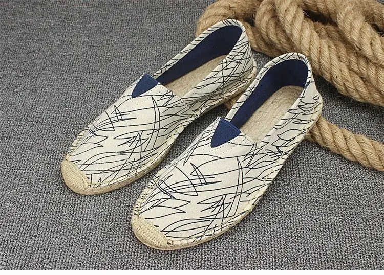 Summer Handmade Linen-Soled Straw Shoes for Men, Slip-On Lazy Fisherman Shoes, Casual Breathable Sweat-Absorbent Single Shoes, Canvas Shoes — feature 28