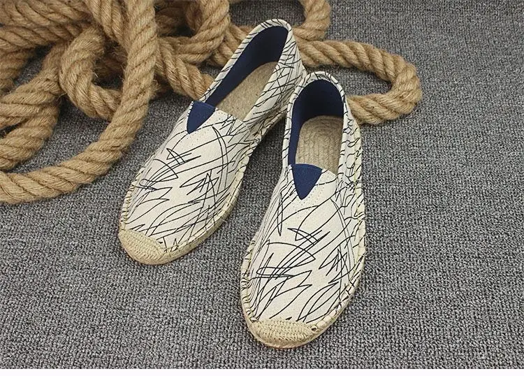 Summer Handmade Linen-Soled Straw Shoes for Men, Slip-On Lazy Fisherman Shoes, Casual Breathable Sweat-Absorbent Single Shoes, Canvas Shoes — feature 29