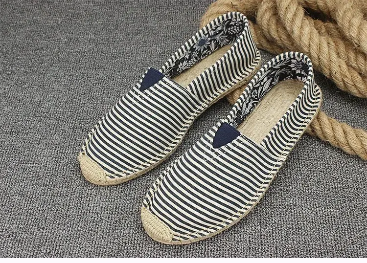 Summer Handmade Linen-Soled Straw Shoes for Men, Slip-On Lazy Fisherman Shoes, Casual Breathable Sweat-Absorbent Single Shoes, Canvas Shoes — feature 32