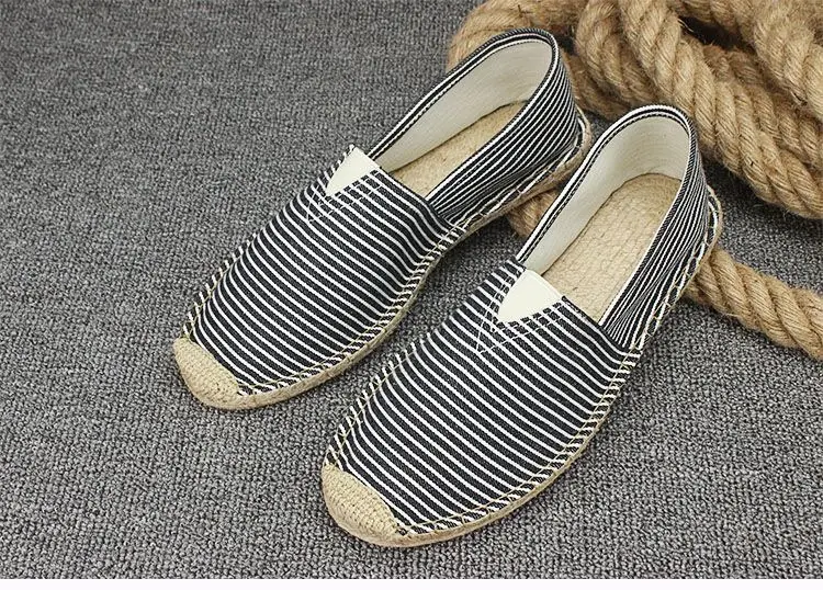 Summer Handmade Linen-Soled Straw Shoes for Men, Slip-On Lazy Fisherman Shoes, Casual Breathable Sweat-Absorbent Single Shoes, Canvas Shoes — feature 34
