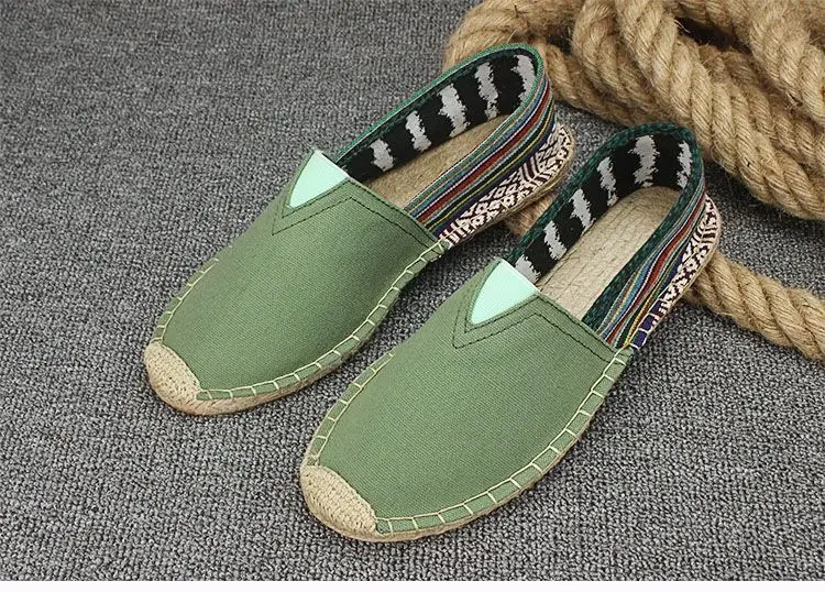 Summer Handmade Linen-Soled Straw Shoes for Men, Slip-On Lazy Fisherman Shoes, Casual Breathable Sweat-Absorbent Single Shoes, Canvas Shoes — feature 36