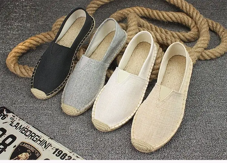 Summer Handmade Linen-Soled Straw Shoes for Men, Slip-On Lazy Fisherman Shoes, Casual Breathable Sweat-Absorbent Single Shoes, Canvas Shoes — feature 6