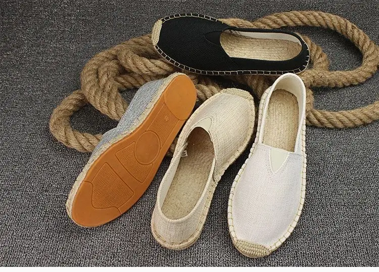 Summer Handmade Linen-Soled Straw Shoes for Men, Slip-On Lazy Fisherman Shoes, Casual Breathable Sweat-Absorbent Single Shoes, Canvas Shoes — feature 7