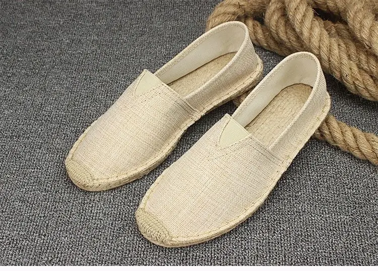 Summer Handmade Linen-Soled Straw Shoes for Men, Slip-On Lazy Fisherman Shoes, Casual Breathable Sweat-Absorbent Single Shoes, Canvas Shoes — feature 8