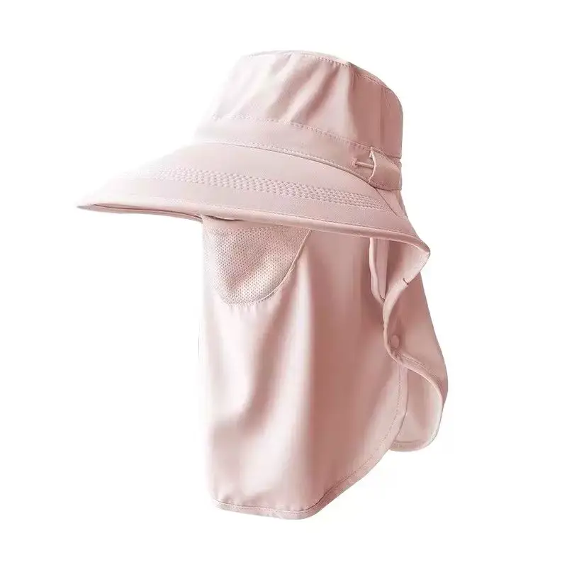 Farm Work Hat with Sun Protection Face Mask, Full-Face with Large Brim, Women's Outdoor Uv Protection Breathable Face Mask, Ice Silk Mask