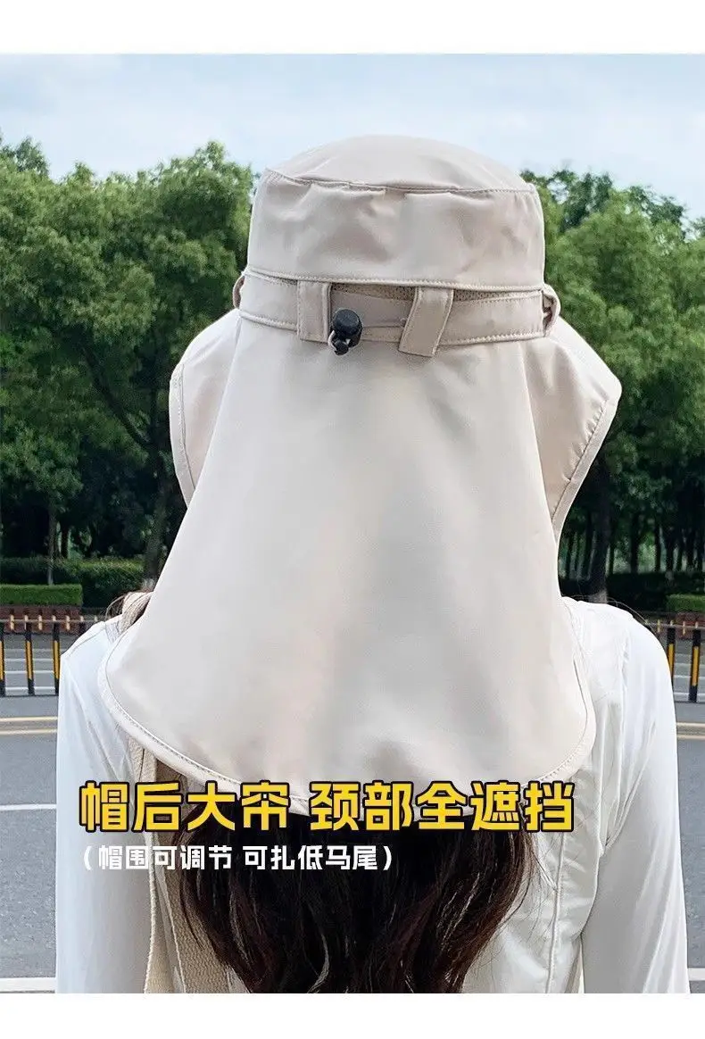 Farm Work Hat with Sun Protection Face Mask, Full-Face with Large Brim, Women's Outdoor Uv Protection Breathable Face Mask, Ice Silk Mask — feature 13