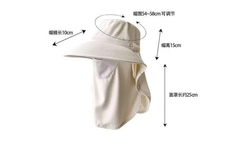 Farm Work Hat with Sun Protection Face Mask, Full-Face with Large Brim, Women's Outdoor Uv Protection Breathable Face Mask, Ice Silk Mask — feature 3