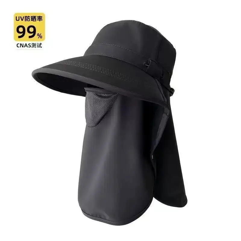 Farm Work Hat with Sun Protection Face Mask, Full-Face with Large Brim, Women's Outdoor Uv Protection Breathable Face Mask, Ice Silk Mask