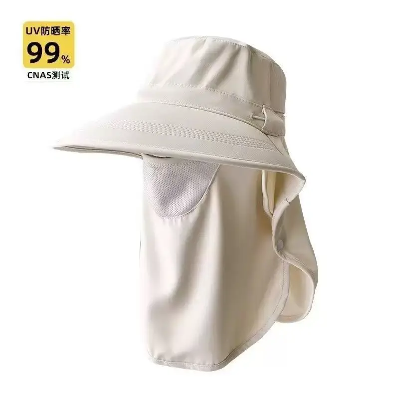 Farm Work Hat with Sun Protection Face Mask, Full-Face with Large Brim, Women's Outdoor Uv Protection Breathable Face Mask, Ice Silk Mask