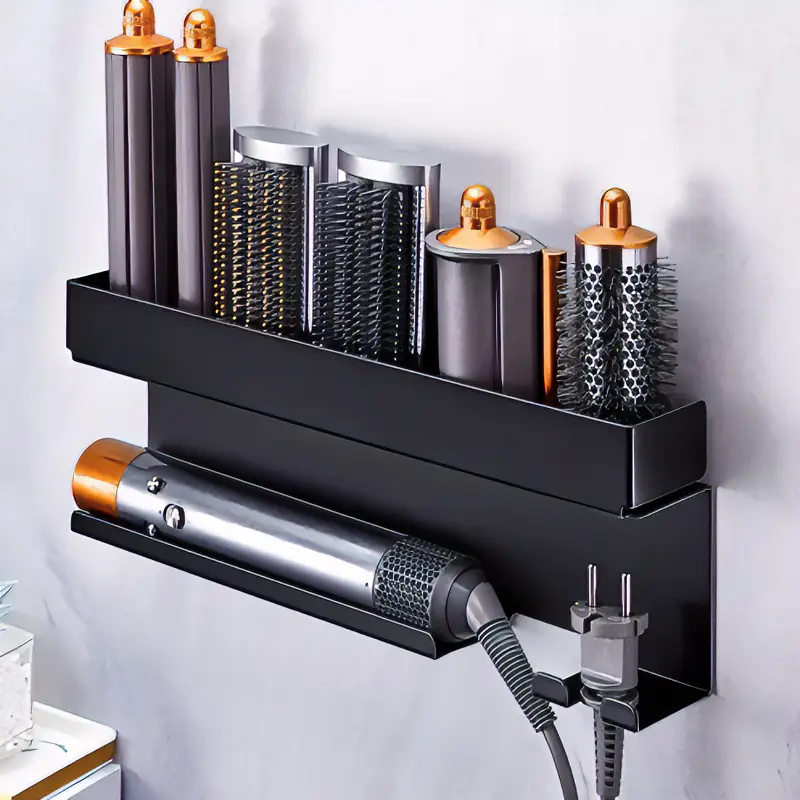 No-drill hair dryer and styling tool holder Dyson curling iron and hair straightener wall-mounted storage rack - Image 3