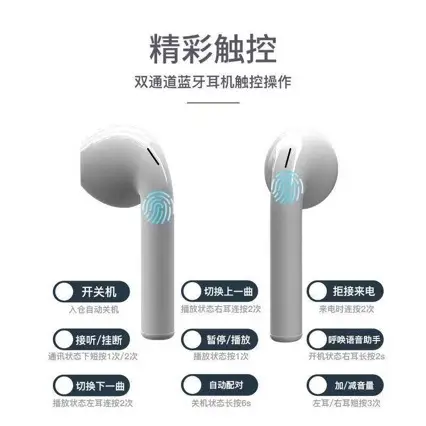 True Wireless Bluetooth Earphones with Full Features, I12 Top-Of-The-Line High-Quality Sound, Noise Reduction, Sound Isolation, In-Ear Wireless Bluetooth Earbuds