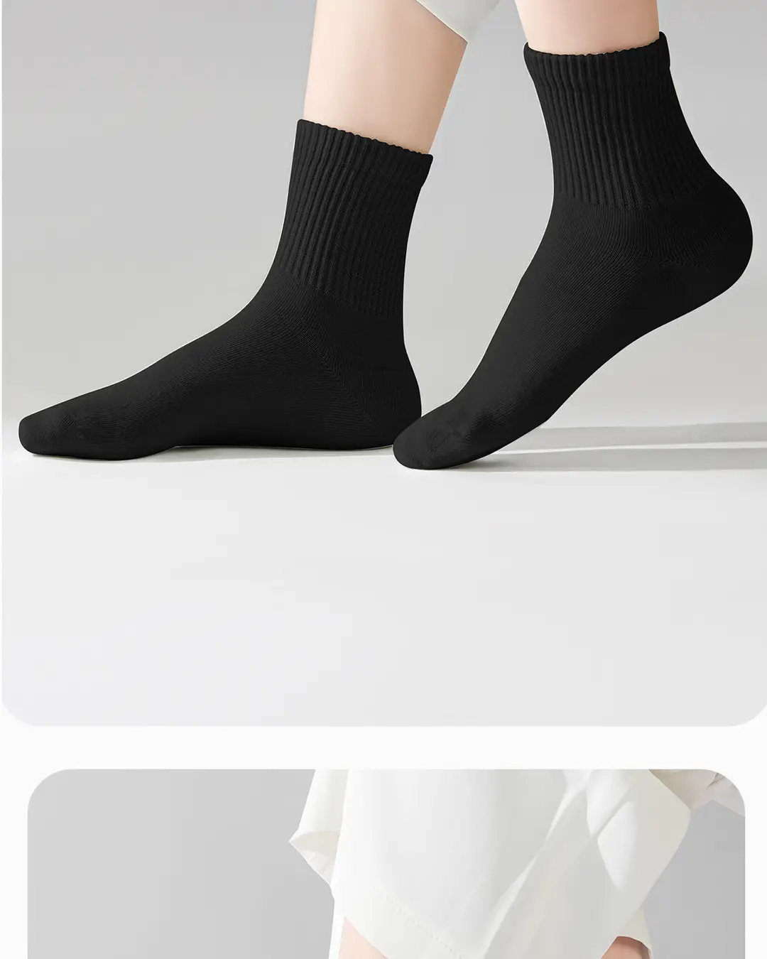 Men's White Mid-Calf Socks, Thin Short Socks for All Seasons, Sweat-Absorbent Women's Socks, Anti-Odor, Breathable, Disposable Daily Socks — feature 25
