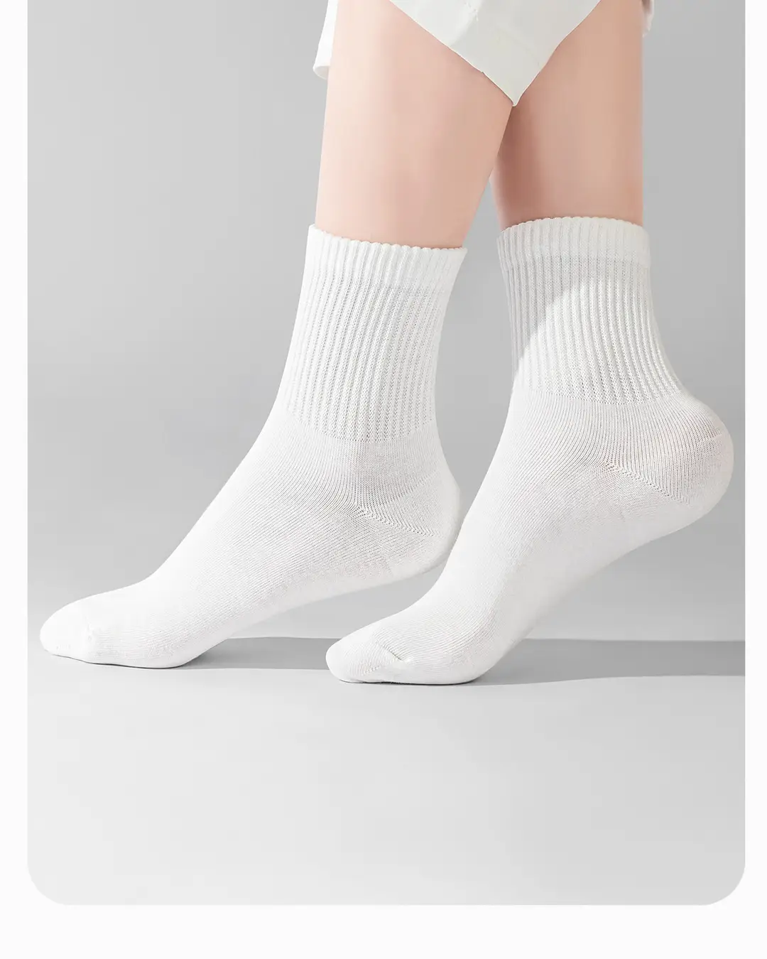 Men's White Mid-Calf Socks, Thin Short Socks for All Seasons, Sweat-Absorbent Women's Socks, Anti-Odor, Breathable, Disposable Daily Socks — feature 26