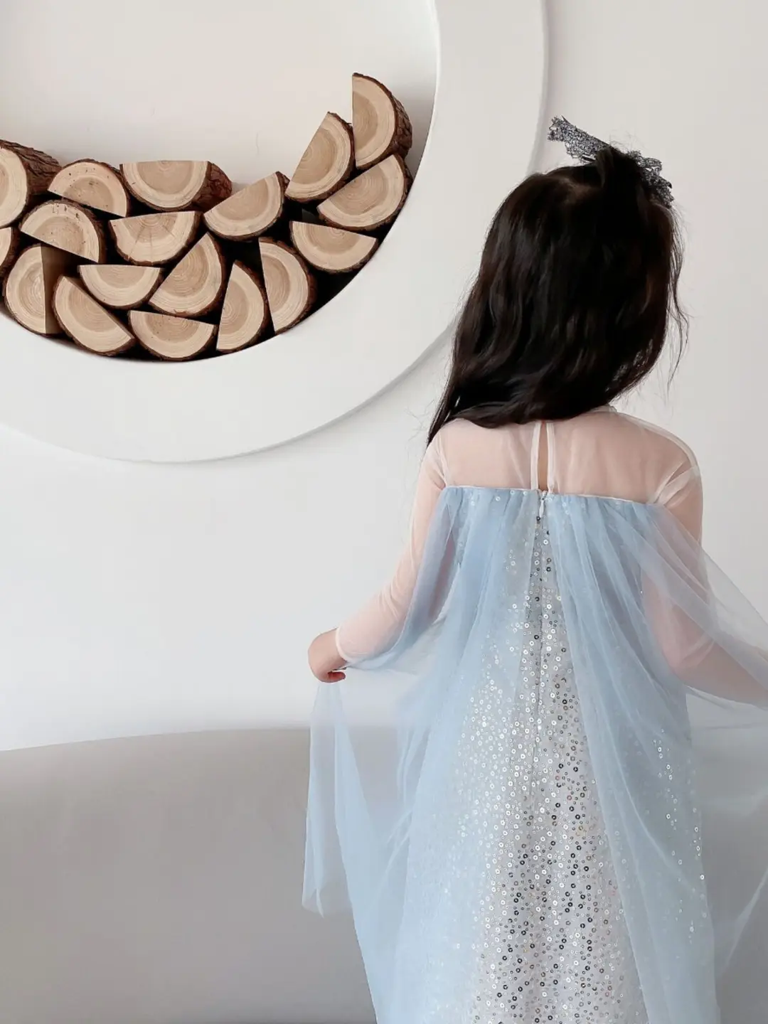 Ya'S｜【Elsa Benza】Girls' Frozen Princess Dress Flower Girl Dress Sequin Dress with Long Cape - Image 4