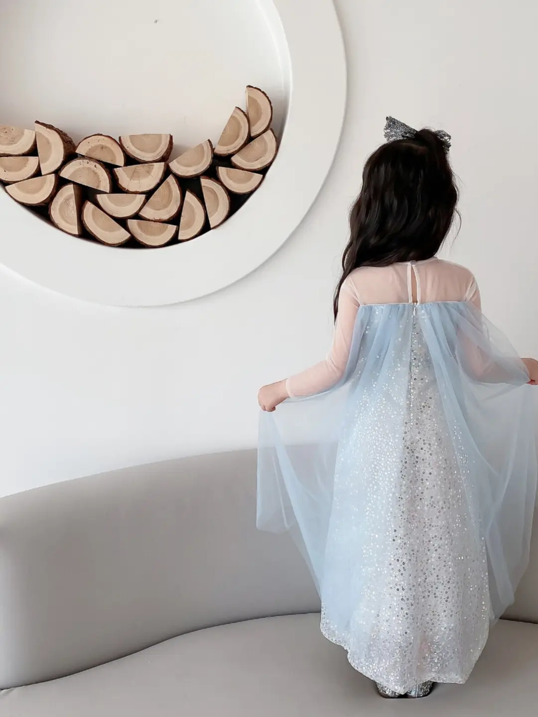 Ya'S｜【Elsa Benza】Girls' Frozen Princess Dress Flower Girl Dress Sequin Dress with Long Cape - Image 5
