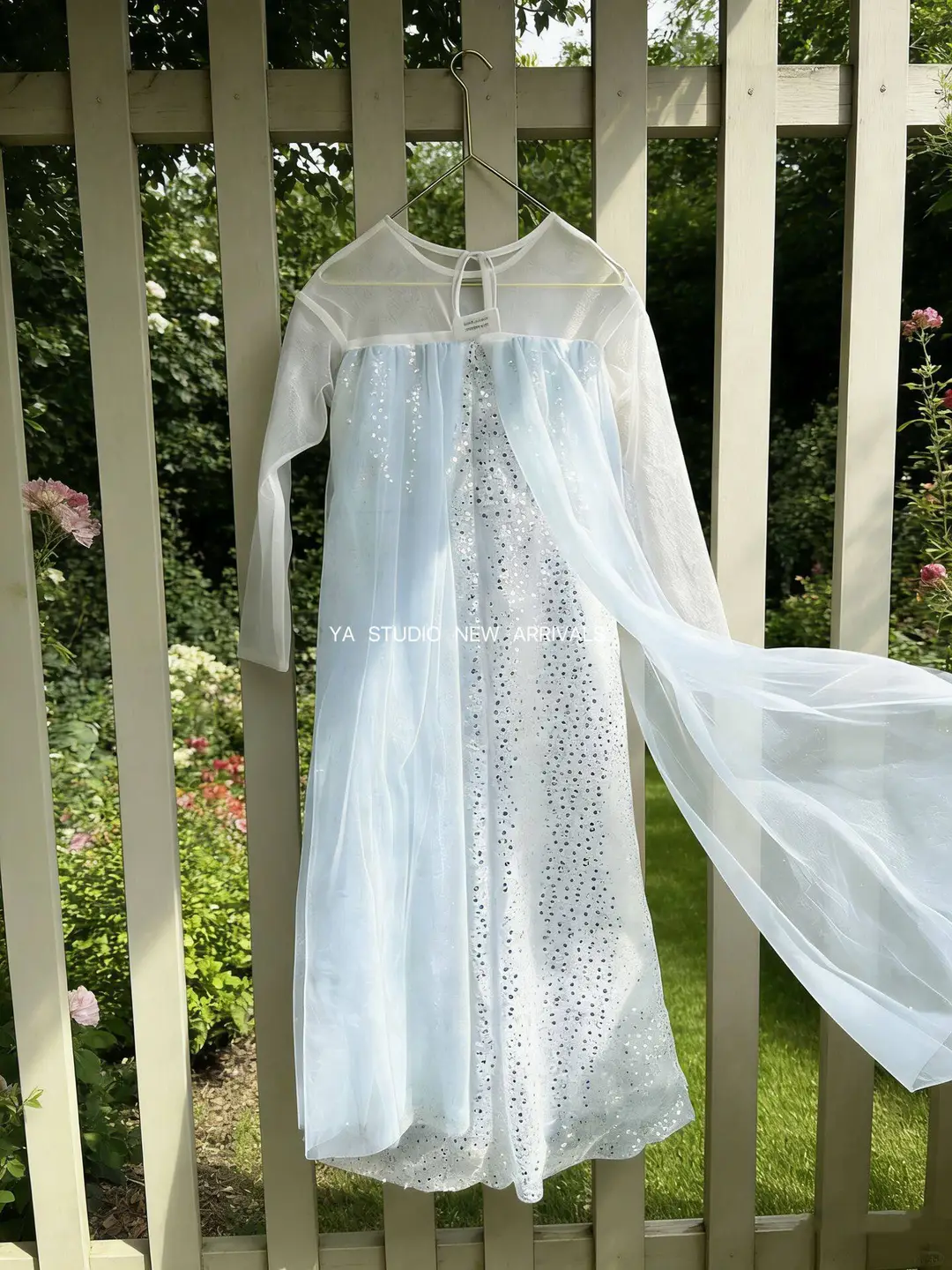 Ya'S｜【Elsa Benza】Girls' Frozen Princess Dress Flower Girl Dress Sequin Dress with Long Cape - Image 6