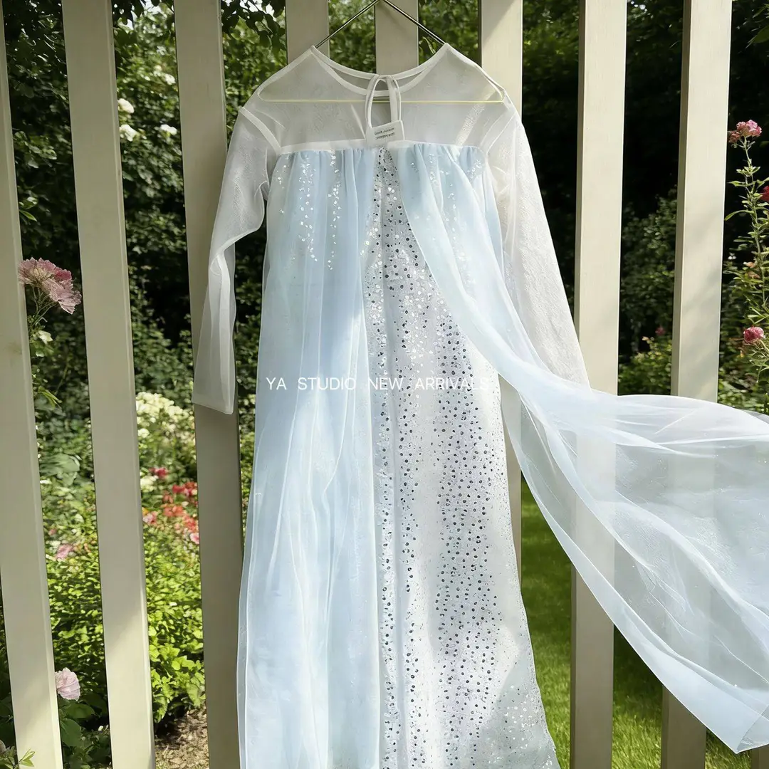 Ya'S｜【Elsa Benza】Girls' Frozen Princess Dress Flower Girl Dress Sequin Dress with Long Cape — feature 5
