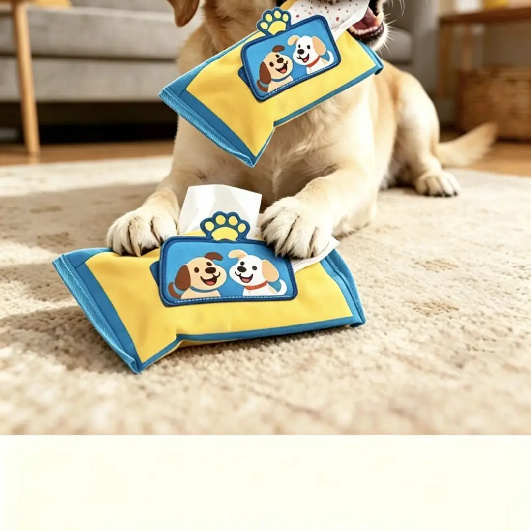 Pet Wet Wipes Toy for Dogs, Boredom-Relief, Teeth-Grinding, Educational, Food-Hiding Gadget, Realistic Tissue Paper Toy — feature 12