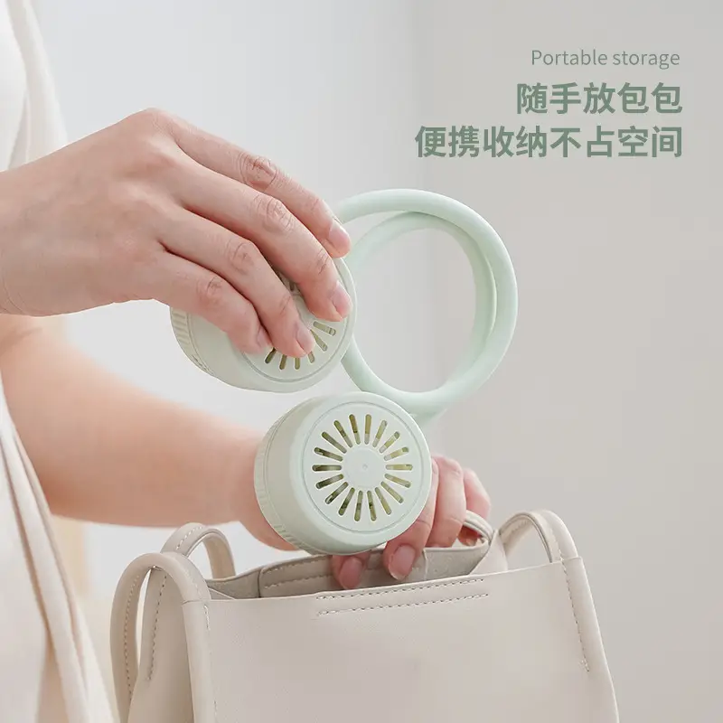 Neck-Hanging Small Fan USB Rechargeable Silent Children's Foldable Portable Bladeless Neck Fan