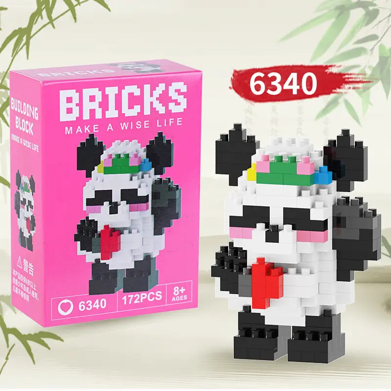 Compatible with Lego Panda Building Blocks, Micro-Particle Educational Puzzle Cartoon Figures, Children's Toys, Small Gifts, Blind Box Wholesale