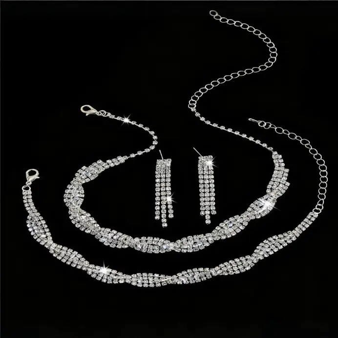 Cross-Border European and American Jewelry Sets, Bridal Necklaces and Earrings, Fashionable and High-End Jewelry, Versatile Clavicle Chain Accessories