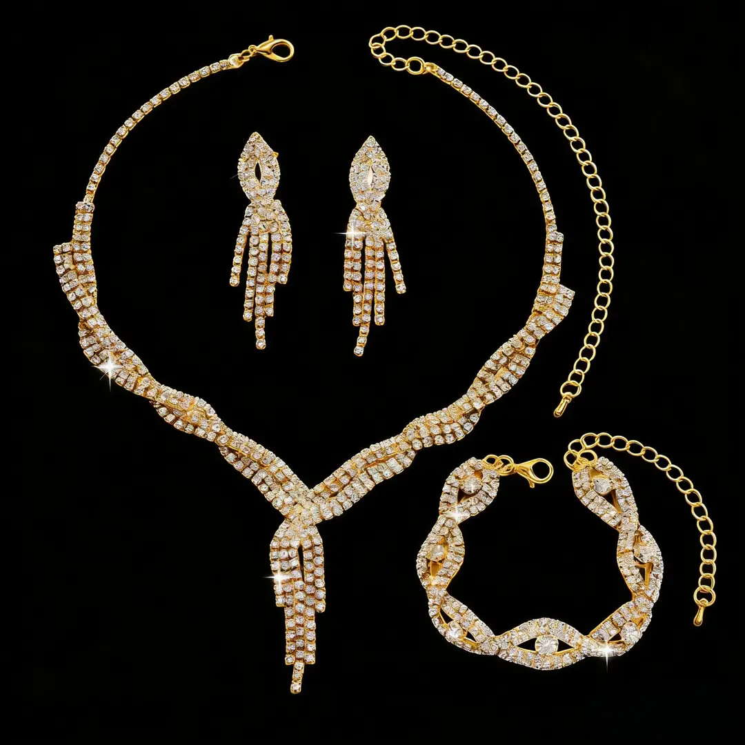 Cross-Border European and American Jewelry Sets, Bridal Necklaces and Earrings, Fashionable and High-End Jewelry, Versatile Clavicle Chain Accessories — feature 18