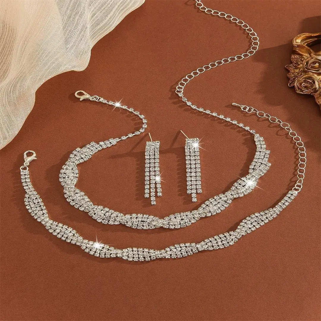 Cross-Border European and American Jewelry Sets, Bridal Necklaces and Earrings, Fashionable and High-End Jewelry, Versatile Clavicle Chain Accessories — feature 3