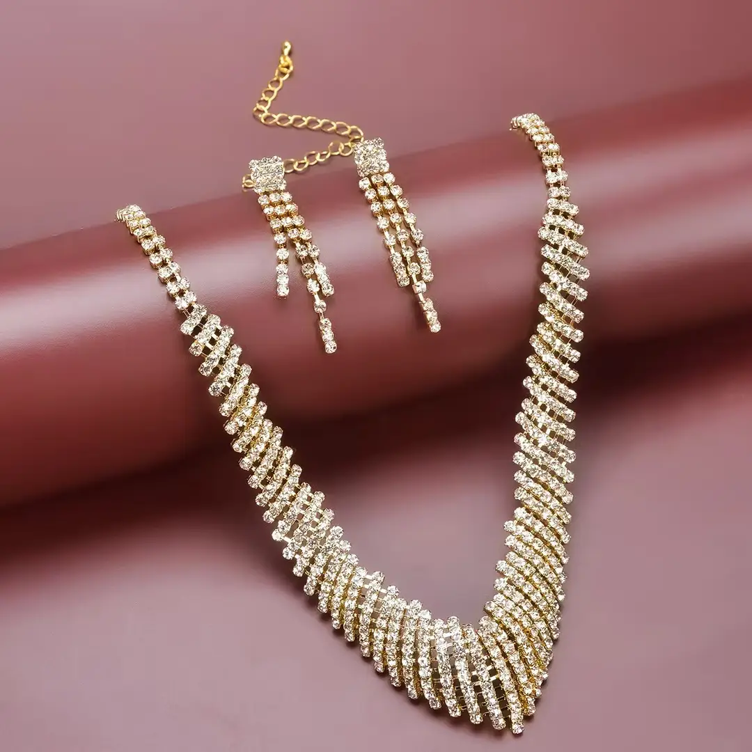 Cross-Border European and American Jewelry Sets, Bridal Necklaces and Earrings, Fashionable and High-End Jewelry, Versatile Clavicle Chain Accessories